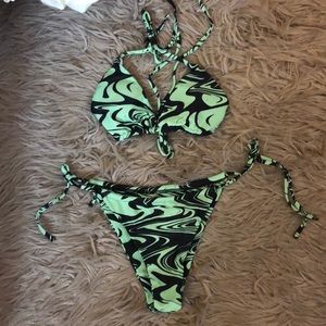 Black and Green Swirl Bikini